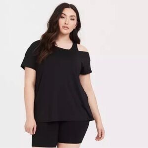 Torrid Black off the shoulder Active Short Sleeve Tee